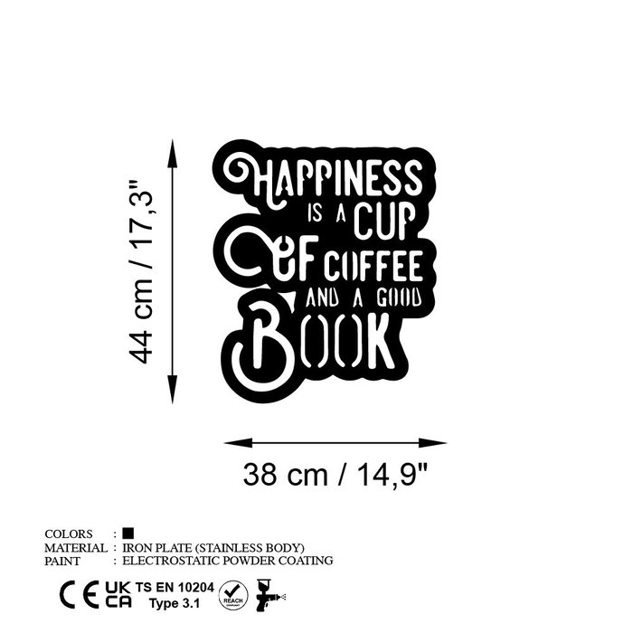 Wallity Happiness Coffee Escultura de pared negra